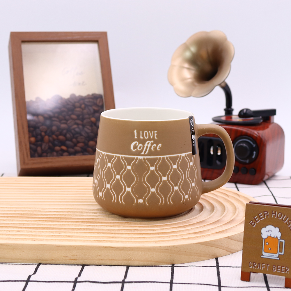 Hot Sale Silk Screen Ceramic Drinkware Custom Ceramic Mug Cups for Tea Wholesale Printed Camping Coffee