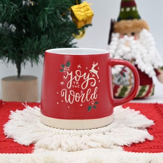 New Arrivals of Christmas Mug Custom Red White Green Christmas Cups with Wax Resist Printing
