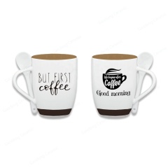 Wholesale 10oz Ceramic Coffee Mug With Spoon Promotional Gifts Souvenir Mug With Spoon Set