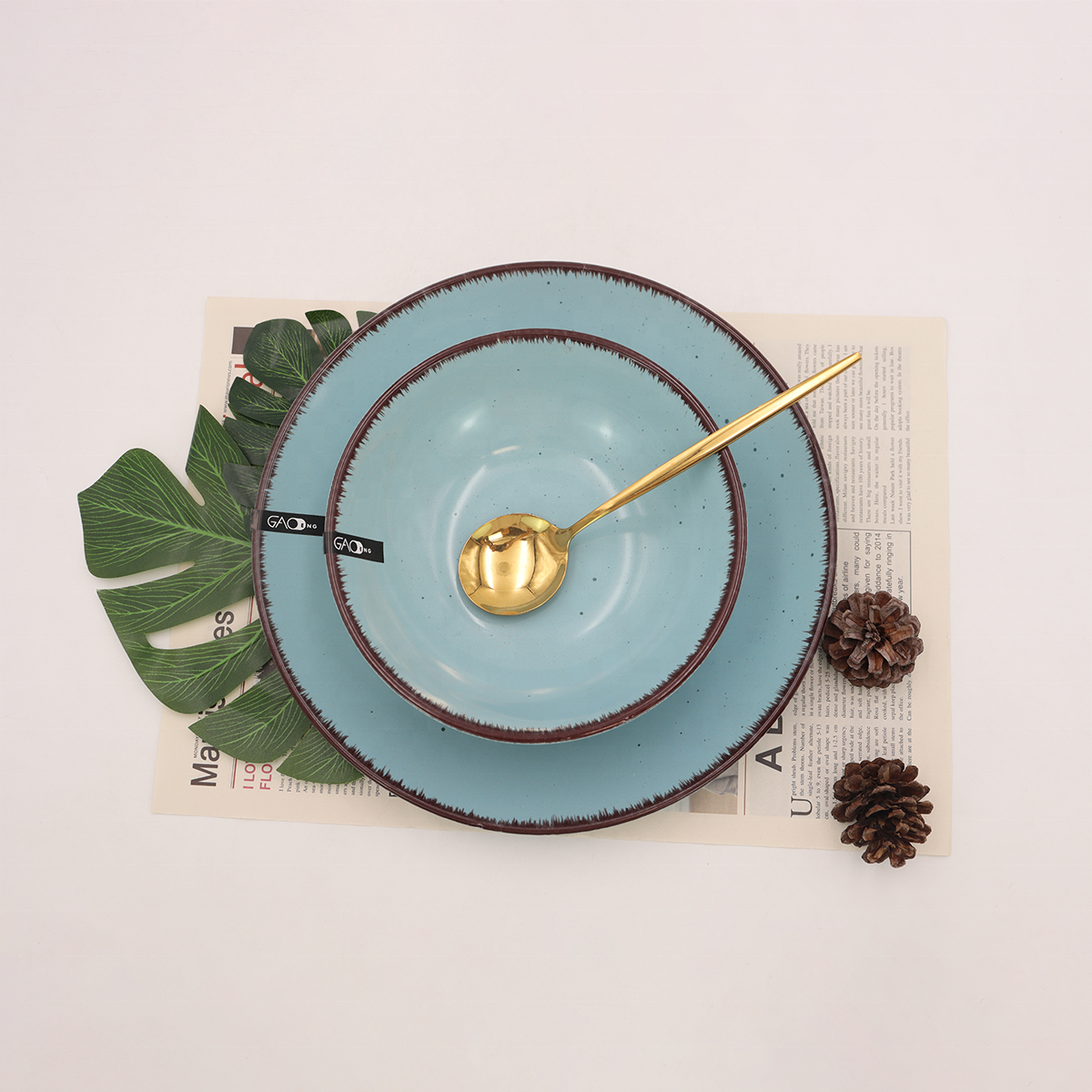 Handmade Stoneware Chinese Restaurant Dinnerware, 16pcs Ceramic Restaurant Crockery Dinnerware