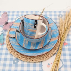 Factory Hot Sale Custom Hand-painted Ceramic Tableware Set Blue Porcelain Dinnerware Set 16pcs