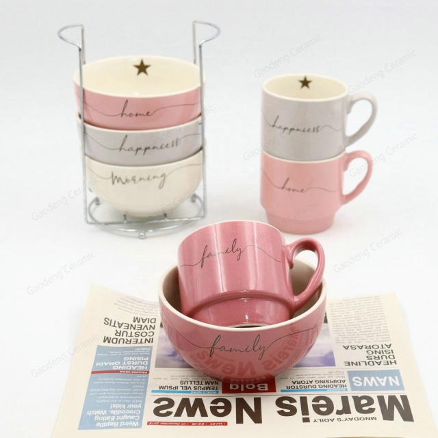 5.5 Inch  pink Color Glazed Ceramic Round Bowl Cheap Porcelain Noodle Bowl Custom Design for Daily Use
