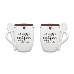 Wholesale 10oz Ceramic Coffee Mug With Spoon Promotional Gifts Souvenir Mug With Spoon Set