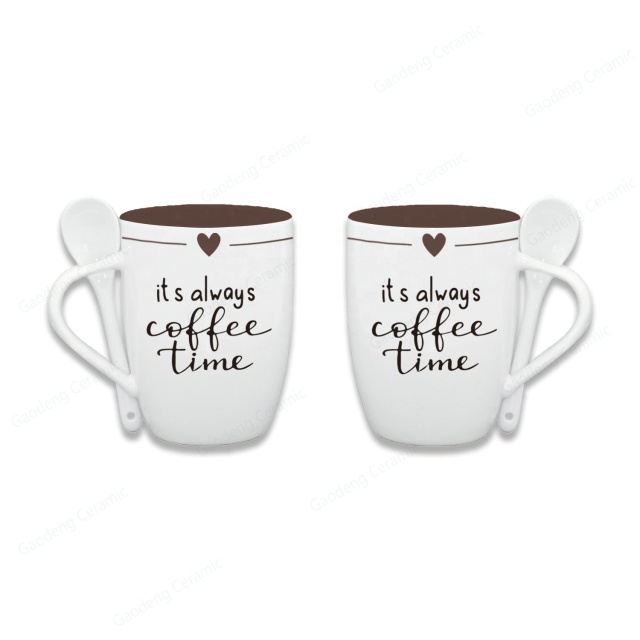 Wholesale 10oz Ceramic Coffee Mug With Spoon Promotional Gifts Souvenir Mug With Spoon Set