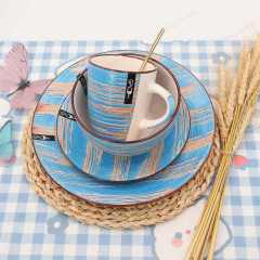 Factory Hot Sale Custom Hand-painted Ceramic Tableware Set Blue Porcelain Dinnerware Set 16pcs