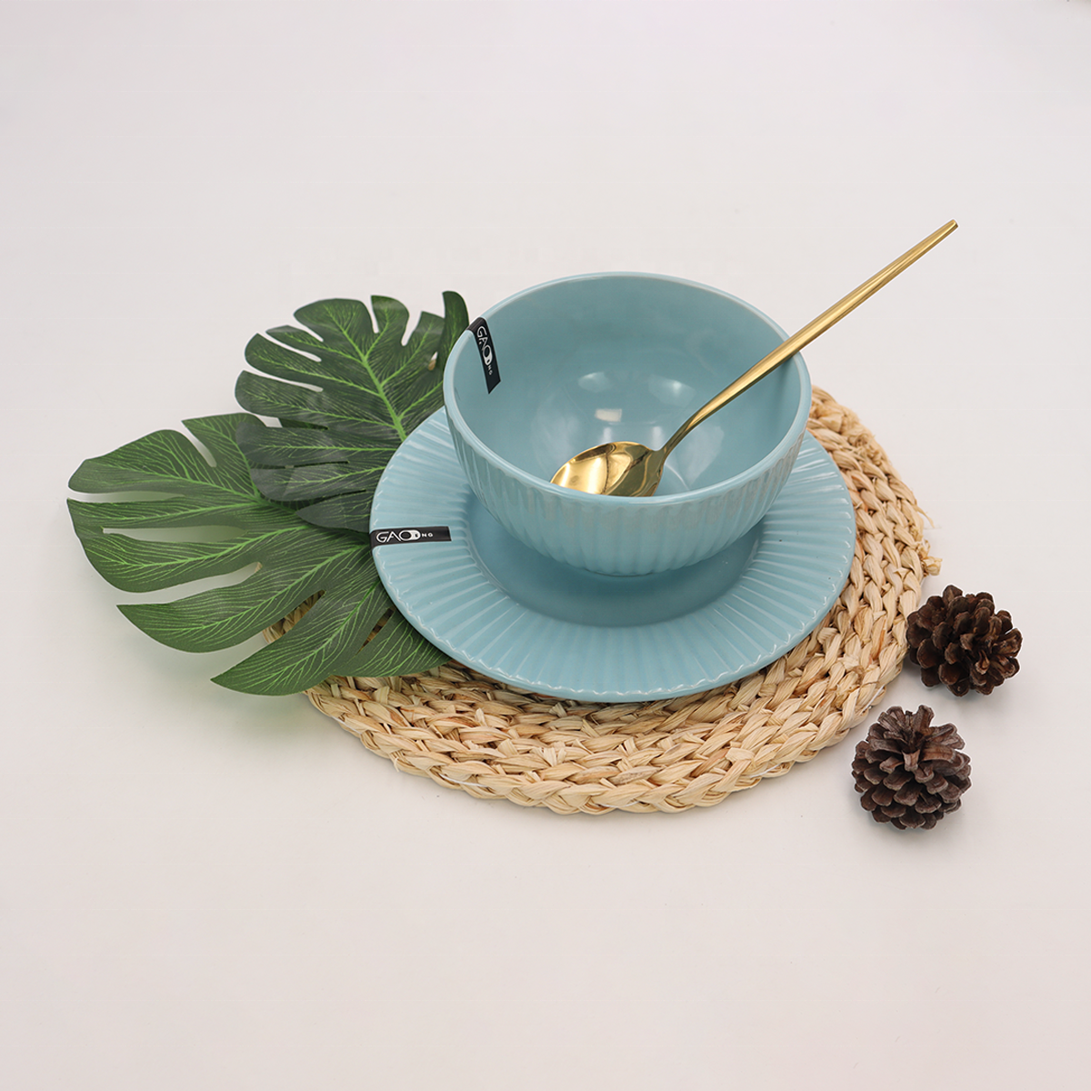 Supply Color Glazed Stoneware Dinner Set, 16pcs Ceramic Dinnerware Set Custom Logo