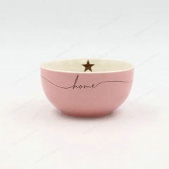 5.5 Inch  pink Color Glazed Ceramic Round Bowl Cheap Porcelain Noodle Bowl Custom Design for Daily Use