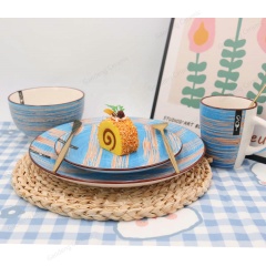 Factory Hot Sale Custom Hand-painted Ceramic Tableware Set Blue Porcelain Dinnerware Set 16pcs