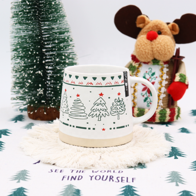 Ceramic Christmas Series Mugs Print Gingerbread Man Cute Christmas Tree Ceramic Coffee Mug Set for Christmas Gift