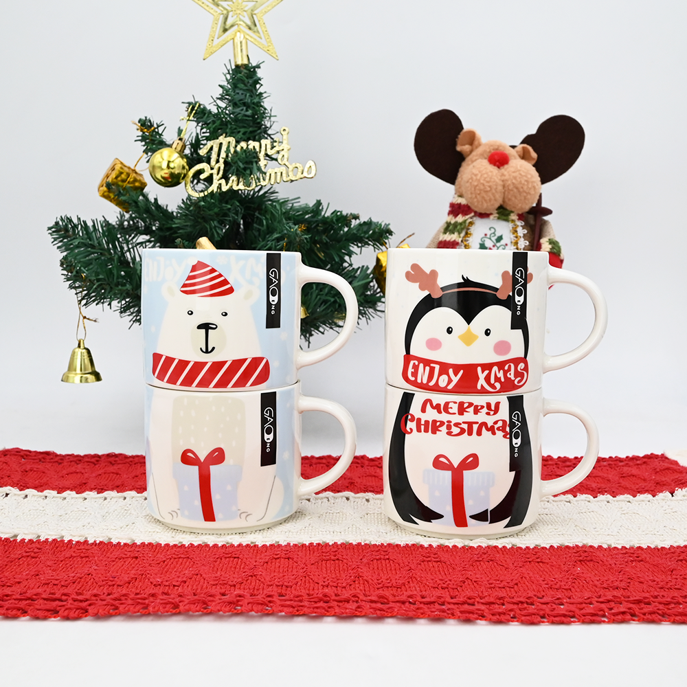 High Quality Christmas Stacking Cup with The White Bear and The Penguin Cute and Fashion