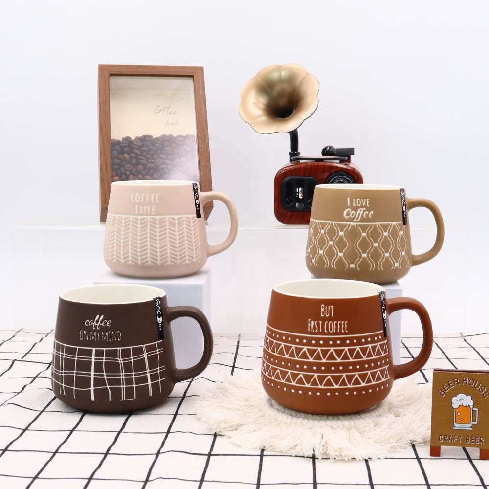 Hot Sale Silk Screen Ceramic Drinkware Custom Ceramic Mug Cups for Tea Wholesale Printed Camping Coffee