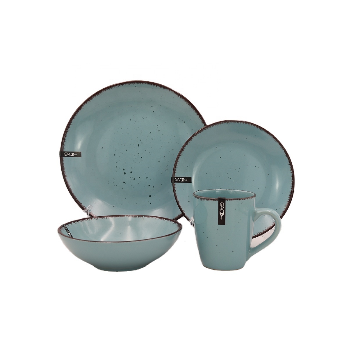 Handmade Stoneware Chinese Restaurant Dinnerware, 16pcs Ceramic Restaurant Crockery Dinnerware