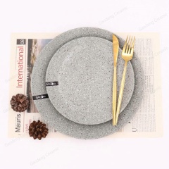Grey Color Reactive Glaze Dinnerware Set 16pcs Nodic Style Customized logo Tableware Set Ceramic Bowl Mug Plate