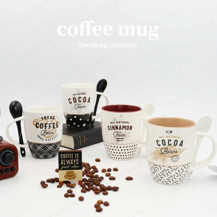 Wholesale the Best Price 11oz Mug New Design Hot Chocolate Tea Milk Ceramic Coffee Mugs With Spoon