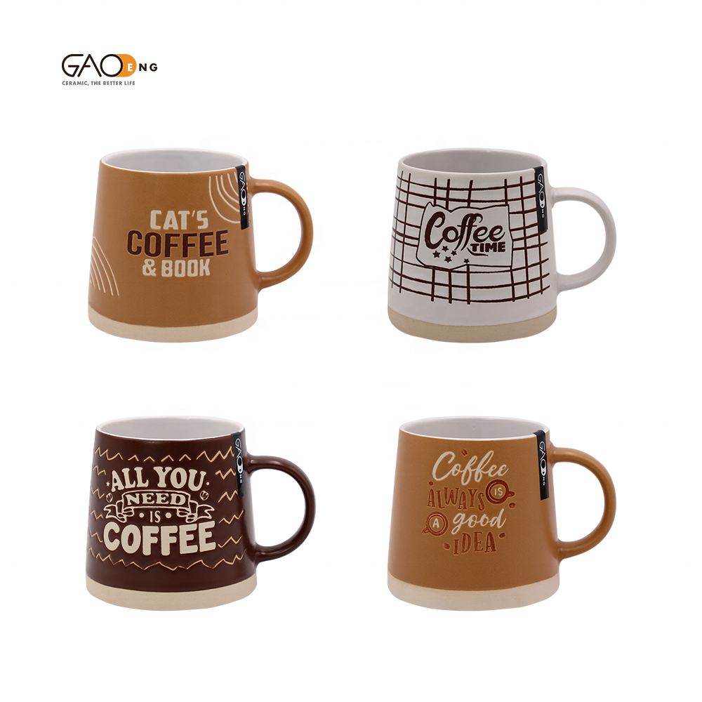 Factory Wholesale 12oz Coffee Cups Custom Silk Screen Ceramic Coffee Mugs