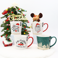 Christmas Design Big Capacity Gift Mug Set, Customized Christmas Ceramic Coffee Mugs Sets With Gift Box