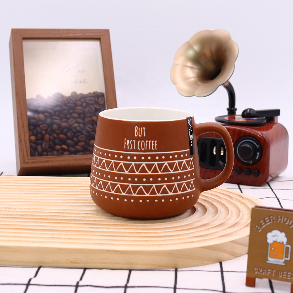 Hot Sale Silk Screen Ceramic Drinkware Custom Ceramic Mug Cups for Tea Wholesale Printed Camping Coffee