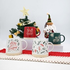 New Arrivals of Christmas Mug Custom Red White Green Christmas Cups with Wax Resist Printing