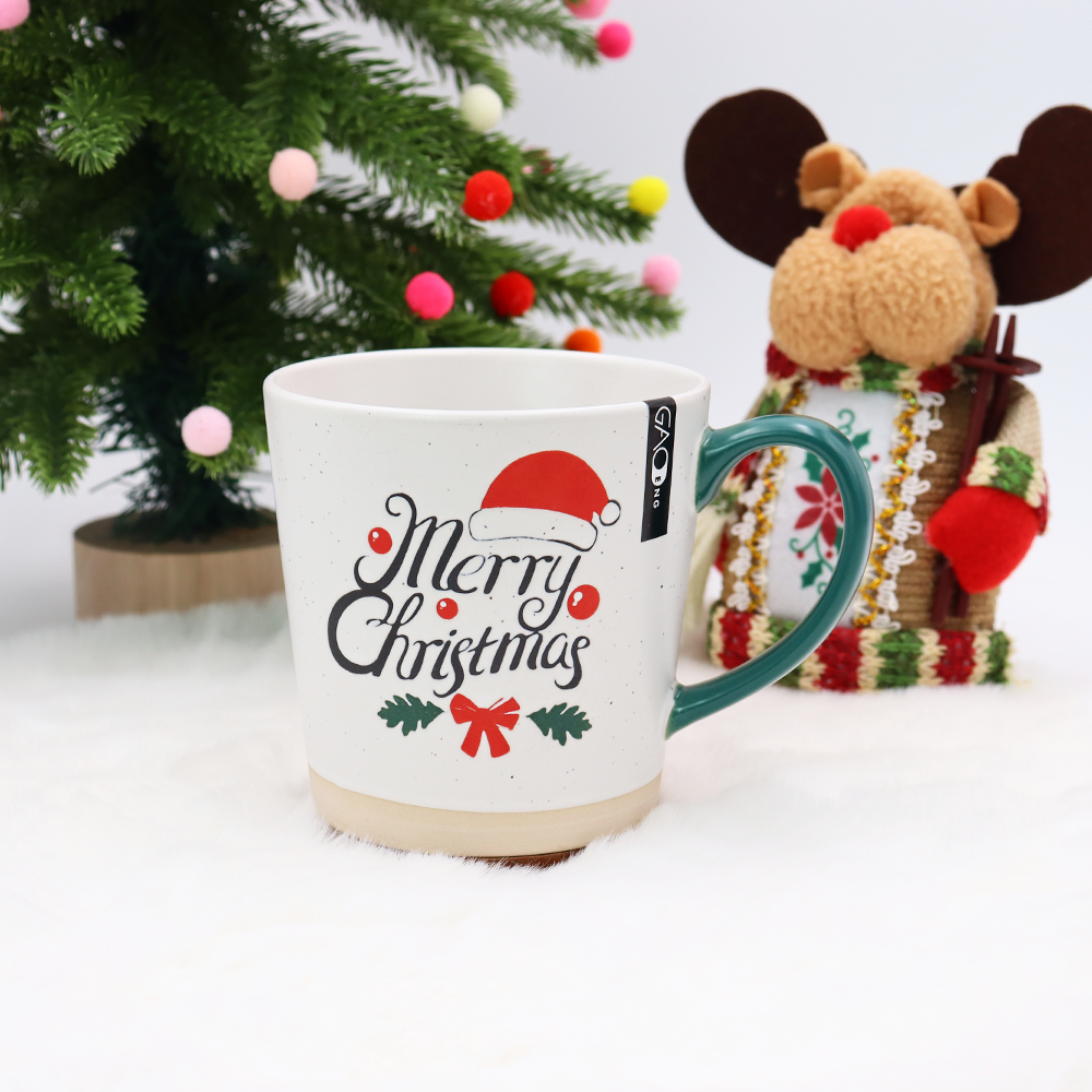 Christmas Design Big Capacity Gift Mug Set, Customized Christmas Ceramic Coffee Mugs Sets With Gift Box