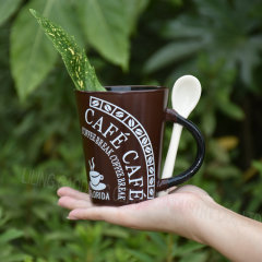 Personalized Inner Black Color Coffee Cup Spoon Insert Mugs Coffee Cups Reusable Custom Coffee Ground Cups