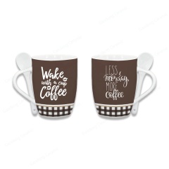 Wholesale 10oz Ceramic Coffee Mug With Spoon Promotional Gifts Souvenir Mug With Spoon Set