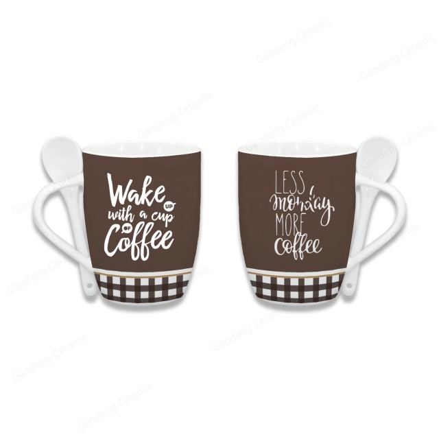 Wholesale 10oz Ceramic Coffee Mug With Spoon Promotional Gifts Souvenir Mug With Spoon Set