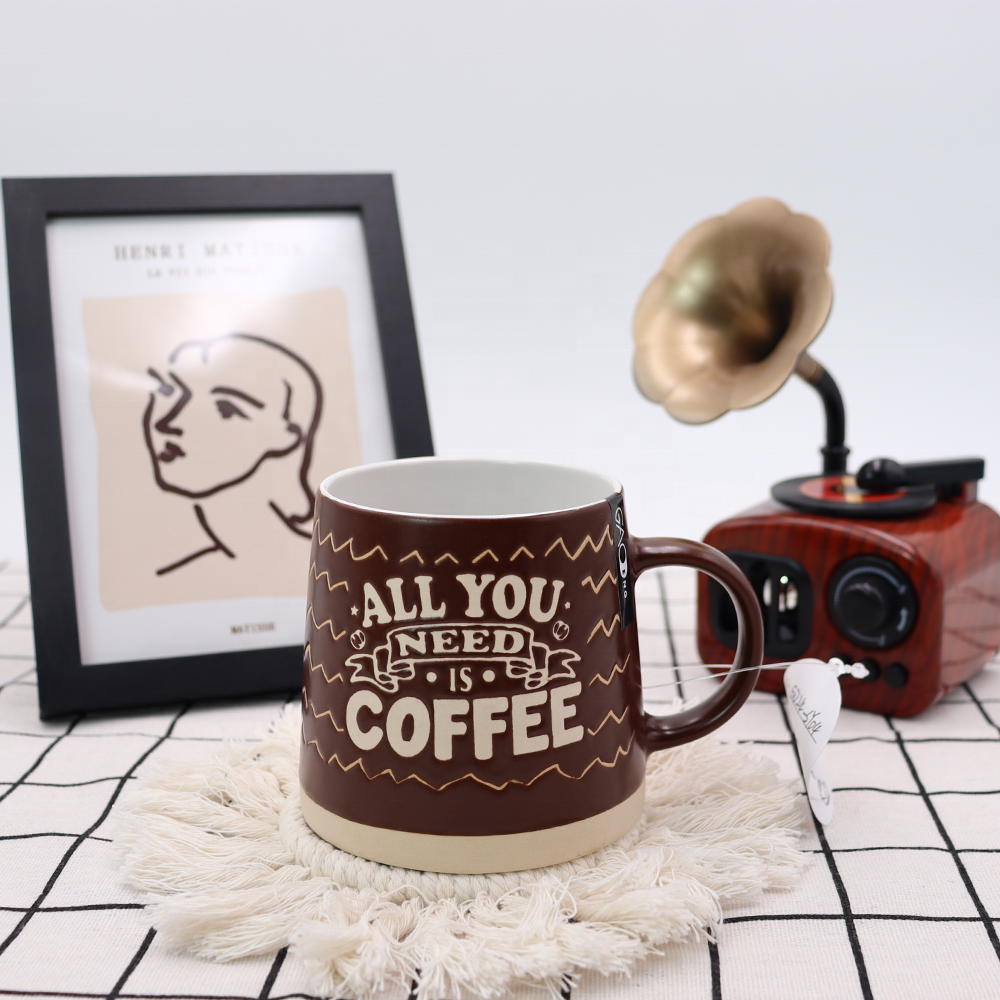 Factory Wholesale 12oz Coffee Cups Custom Silk Screen Ceramic Coffee Mugs