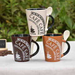 Personalized Inner Black Color Coffee Cup Spoon Insert Mugs Coffee Cups Reusable Custom Coffee Ground Cups