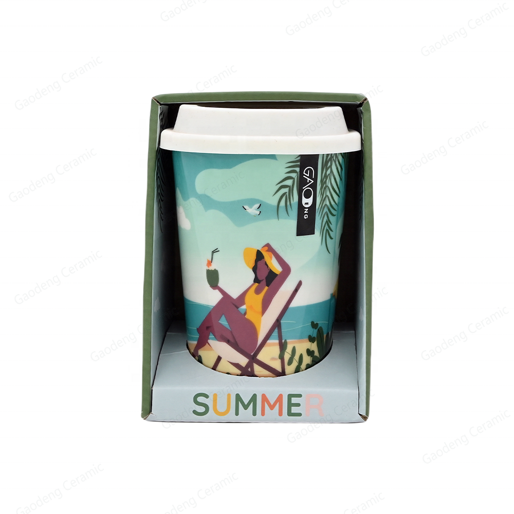 Gaodeng Hot Selling Summer Collection Ceramic Travel Mug With Silicone Lid for Daily Use Wholesale Prices Coffee Cups