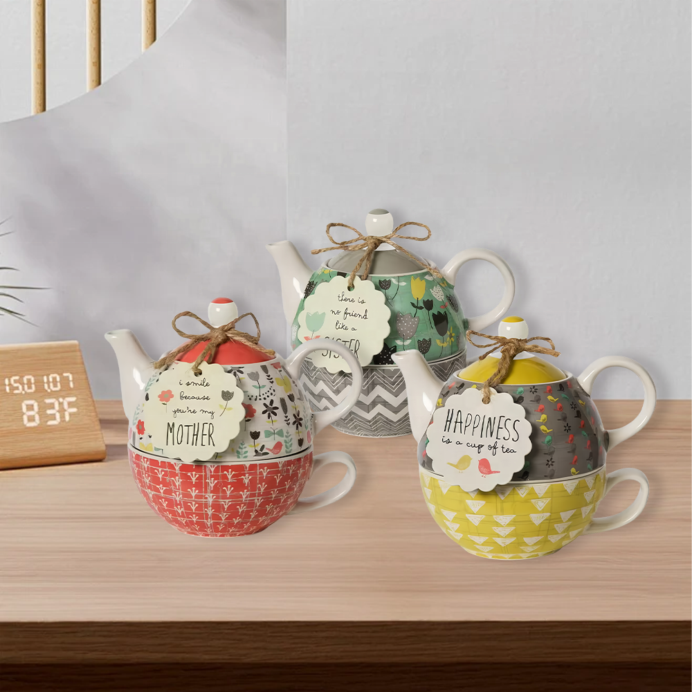 New Arrivals of Ceramic Tea for One  Porcelain Teapot with Custom Design and White Box Multicolor Teapot
