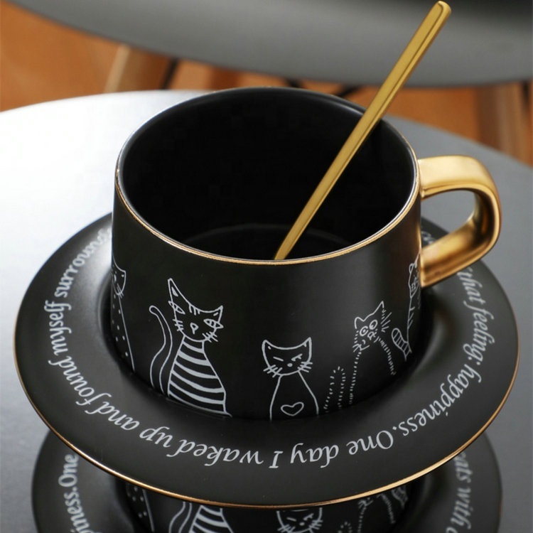 Nordic High Quality Custom 330ml 11oz Porcelain Coffee Mug and Saucer Ceramic Coffee Cup Set