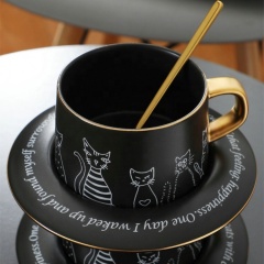 Nordic High Quality Custom 330ml 11oz Porcelain Coffee Mug and Saucer Ceramic Coffee Cup Set