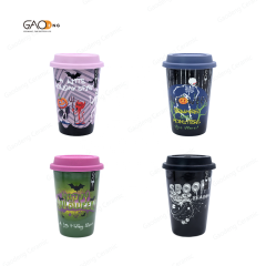 Gaodeng Hot Selling Halloween Day Ceramic Travel Mug With Silicone Lid Wholesale Prices Customized Coffee Cups With Gift Box