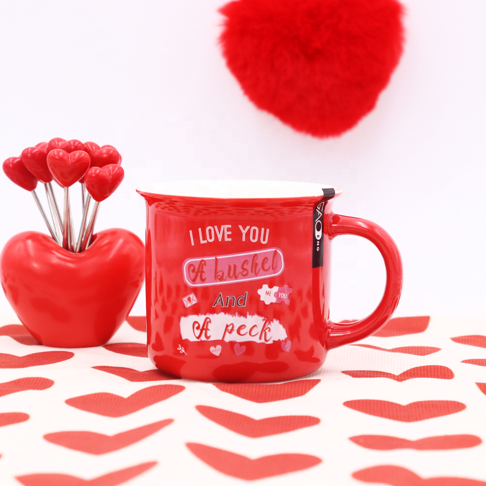 Factory Wholesale Ceramic Mugs for Valentines Day Custom 12oz Couple Mug