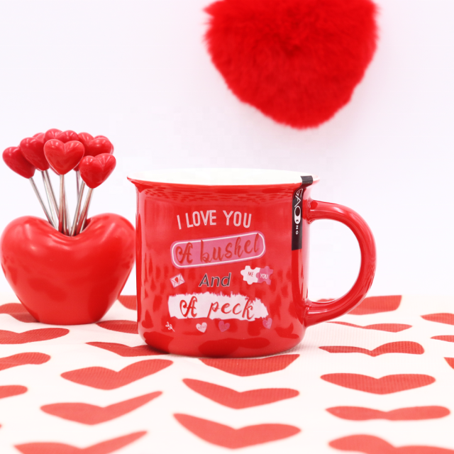 Factory Wholesale Ceramic Mugs for Valentines Day Custom 12oz Couple Mug