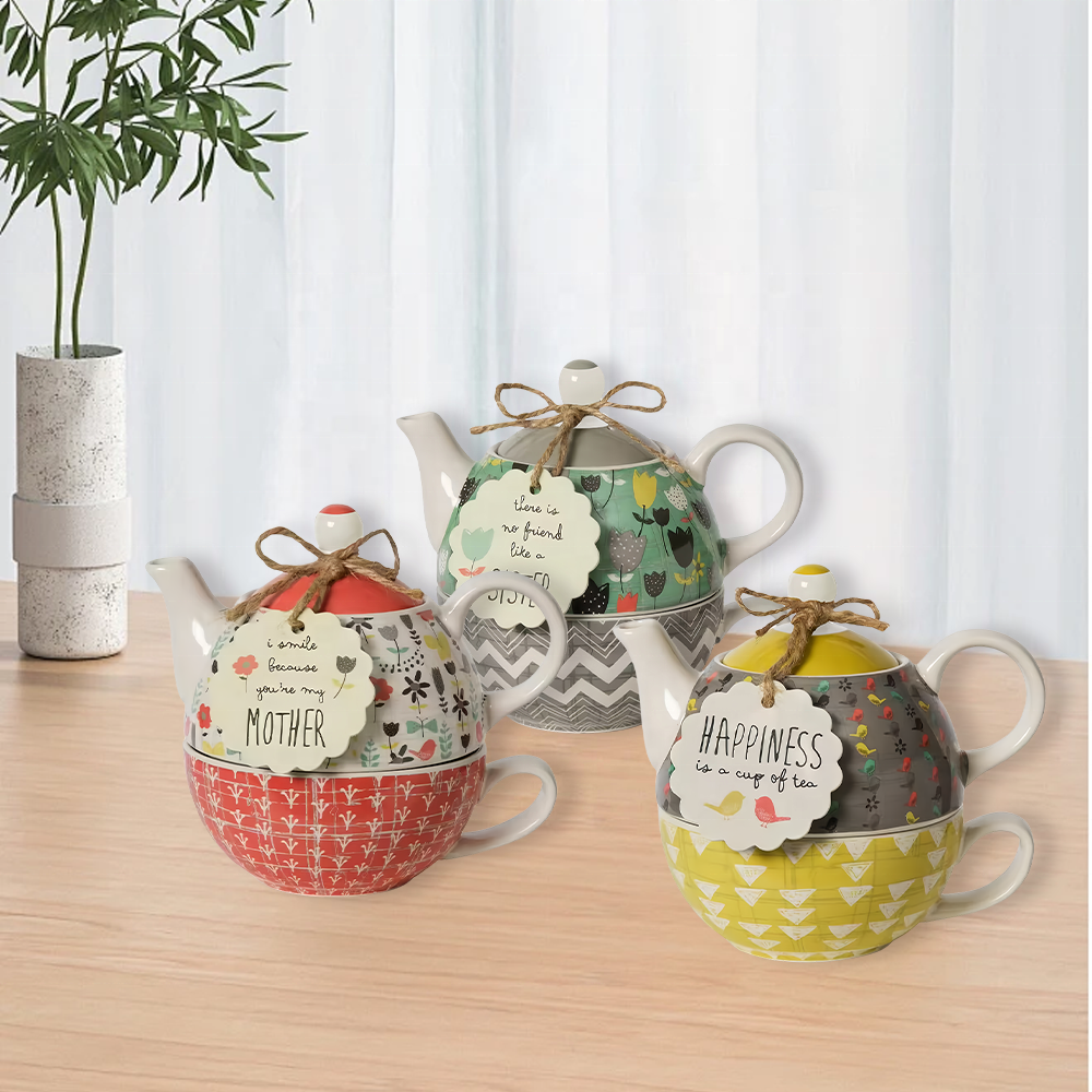 New Arrivals of Ceramic Tea for One  Porcelain Teapot with Custom Design and White Box Multicolor Teapot
