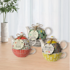 New Arrivals of Ceramic Tea for One  Porcelain Teapot with Custom Design and White Box Multicolor Teapot