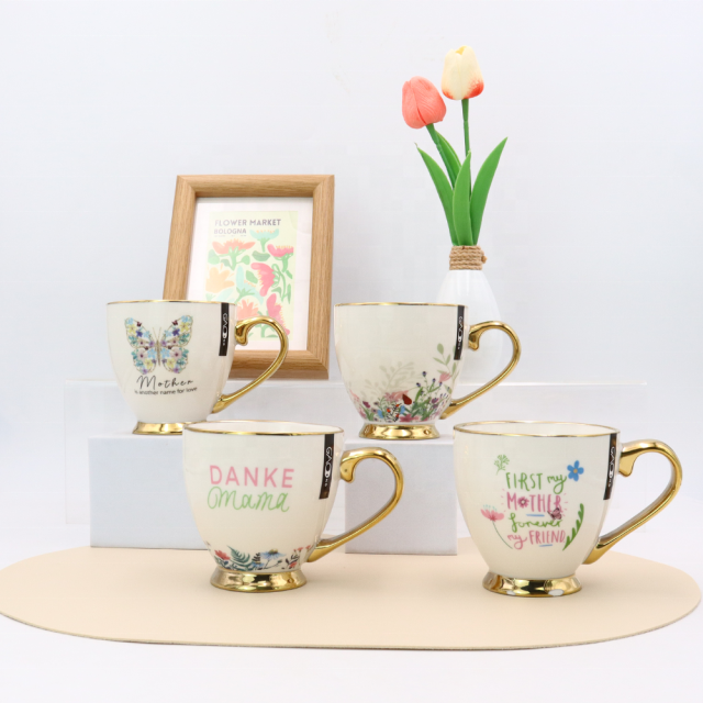 Mom Mug Mothers Day Gift Mug Custom Ceramic Mugs With Electroplated Handle and Base