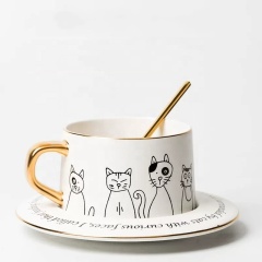 Nordic High Quality Custom 330ml 11oz Porcelain Coffee Mug and Saucer Ceramic Coffee Cup Set