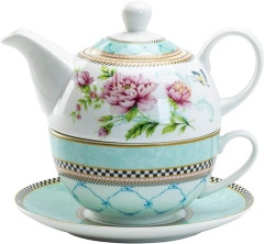Wholesale Custom Decal Printed Nordic Porcelain Teapot Flower Tea Pot White Ceramic Tea Cup Set for One with Gift Box