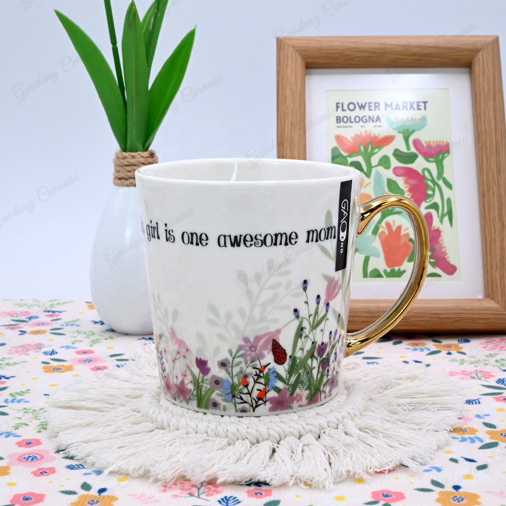 Gaodeng Hot-selling Mother's Day Ceramic Gift Mug Set With Towel Custom High-end Gift Tea Mug
