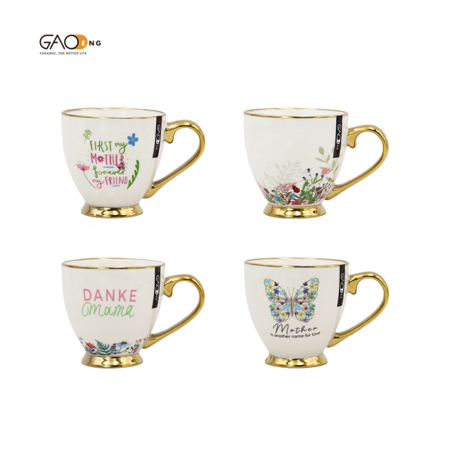 Mom Mug Mothers Day Gift Mug Custom Ceramic Mugs With Electroplated Handle and Base