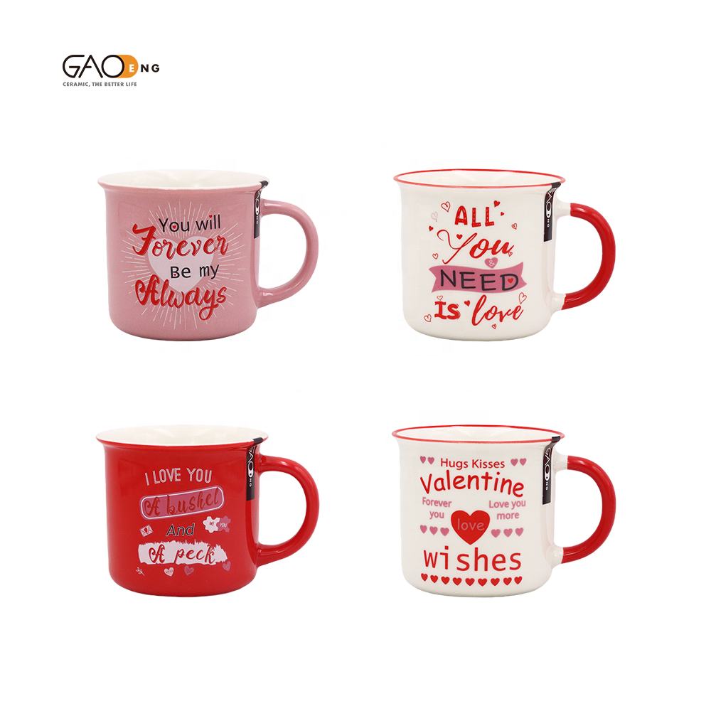Factory Wholesale Ceramic Mugs for Valentines Day Custom 12oz Couple Mug