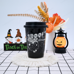 Gaodeng Hot Selling Halloween Day Ceramic Travel Mug With Silicone Lid Wholesale Prices Customized Coffee Cups With Gift Box
