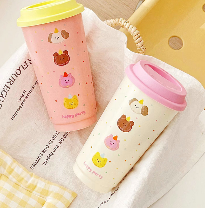 Wholesale Carton Ceramic Mug No Handle with Silicone Lid Custom Gift Coffee Cups with Gift Box Take Away Ceramic Travel Mug