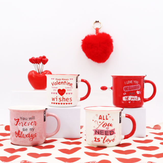 Factory Wholesale Ceramic Mugs for Valentines Day Custom 12oz Couple Mug