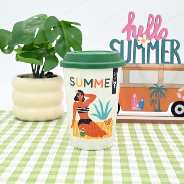 Gaodeng Hot Selling Summer Collection Ceramic Travel Mug With Silicone Lid for Daily Use Wholesale Prices Coffee Cups