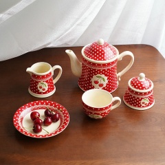 Wholesale Luxury Polka Dots Cherry Tableware Set, Customized Design Ceramic Tableware Set
