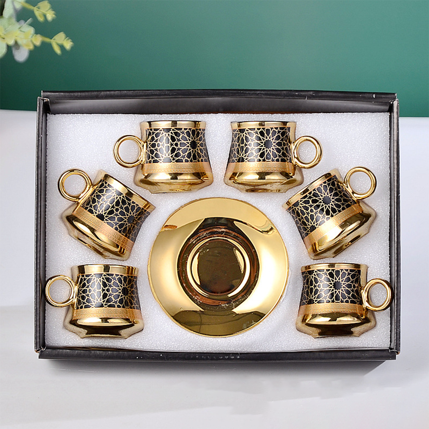 Hot Sale Luxury Nordic Style Electroplated Ceramic Tea Set Porcelain Gift Tea Cup and Saucer Sets