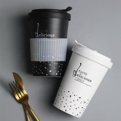 New Arrivals of Popular Ceramic Travel Mug with Silicone Cover Black and White Ceramic Mug with Lid